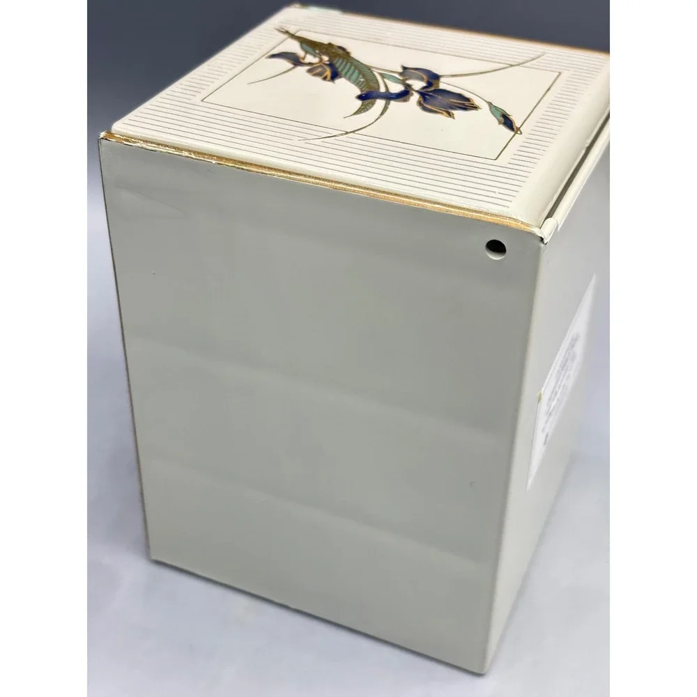 Vintage Otagiri Japan‎ Grand Iris Jewelry Box 3 Drawer Mirror Cream Lacquerware